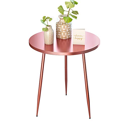 IMYOGI Exquisita Mesa de Centro, Mesa Auxiliar nórdica/Mesa de Esquina, pequeña Mesa de Centro en la Sala de Estar, Mesa Redonda de Hierro Multifuncional (Oro Rosa) (Tamaño: 50X55CM)