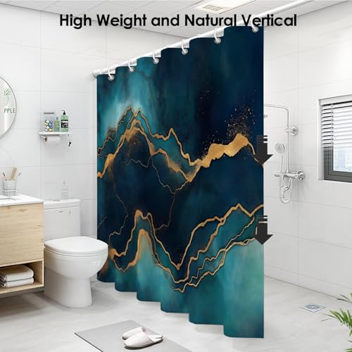 Rideau de douche effet marbre au design chic avec finitions or