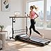 Small Portable Rolling Standing Desk - 32 Inch Adjustable Height Mobile Stand Up Desks with Wheels for Treadmill Walking Pad, Teacher Podium for Classroom, Couch Sofa Side Laptop Table, Rustic Brown