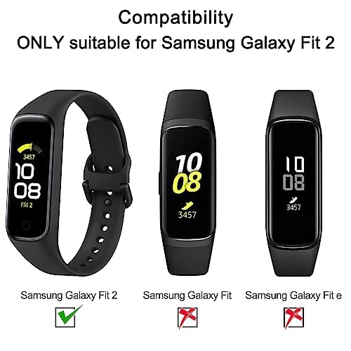 Vancle 3 Stück Armband für Samsung Galaxy Fit 2 Armband für Damen Herren, Weiches TPU Silikon Uhrenarmband Wasserdichtes Sport Ersatzarmband für Samsung Galaxy Fit2, Schwarz/Schwarz/Schwarz