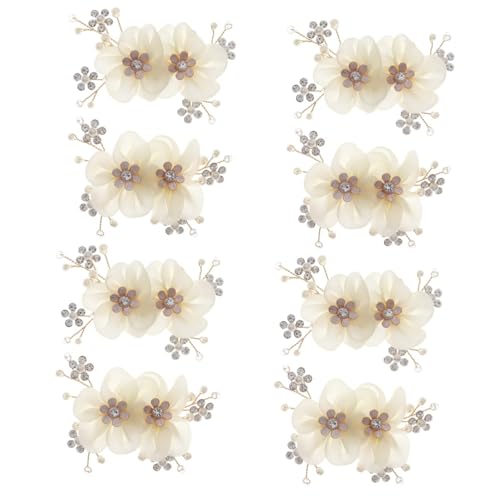 Clips de fleurs pour chaussures de mariée en dentelle dorée et boucle perle