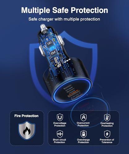 Cargador USB de coche de carga rápida USB C compatible con encendedor de coche 5