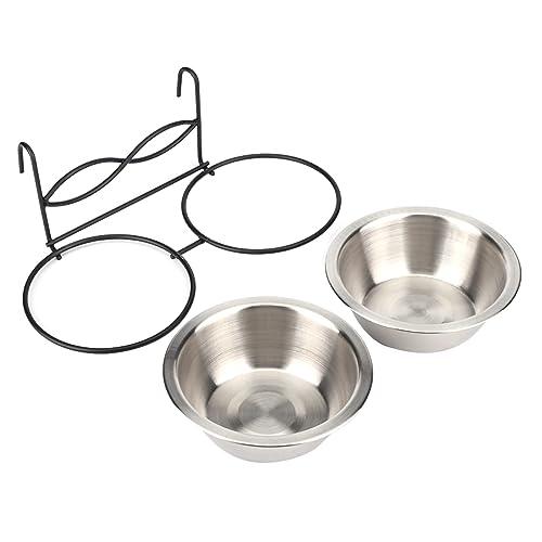 Petmaker Edelstahl-Hundenäpfe zum Aufhängen Hundehütten, 28 x 14 x 6 cm, doppelt hängender Futter- und Wassernapf aus Edelstahl mit Haken Katzen, Hunde, Welpen, Käfige