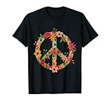 HIPPIE KOSTÜM BLÜMCHEN PEACE ZEICHEN DAMEN UND KINDER T-Shirt