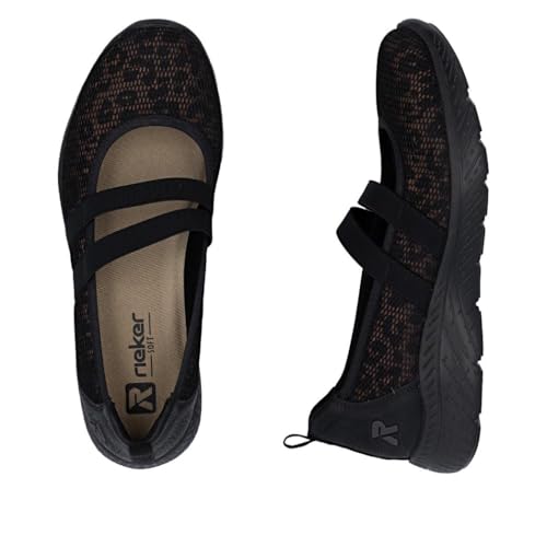 Rieker M5075, mokasyny damskie, czarne, 40 EU