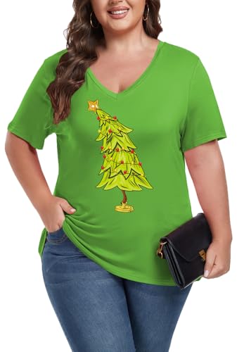 Image of ForHailey Women's Plus Size Short Sleeve Tee Shirt V Neck Basic Ladies Loose Fit T Shirt 1X-5X