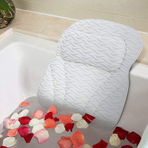 Bath-Pillow-SAWAKE-Bathtub-PillowErgonomic-Bath-Pillows-with-3D-Air-MeshBreathable-Bath-Accessories-for-Women-MenHelps-Support-Head-Shoulder-and-Neck-Fits-All-Bathtub-Hot-Tub-Home-Spa