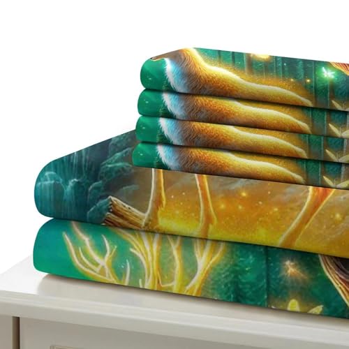 Housse de couette cerf 3D avec fermeture éclair cachée microfibre douce 140x200cm