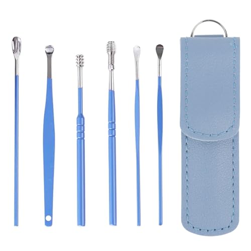 6 Pcs Ear Wax Removal Kit- Ear Cleaner Tool Stainless Steel- Portable Spiral Cleaning Tools with Storage Box for Adults(6 Pcs)