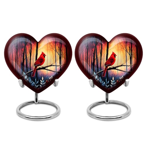Image of Cardinal Urn Little Cremation Urn for Ashes Adult Man & Women 3 Inch 2 Qty | Small Burial Urns for Mom Keepsake Urns for Ashes