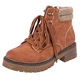 4.5 uk Palado Damen Schnürstiefel Lipsi - warm gefütterte Stiefeletten aus feinstem Kunstleder - Winterstiefel mit Absatz braun 37 EU