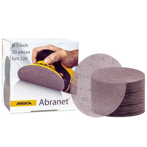 Mirka Abranet Net Disc / 5 inch/Grit 220 / Sandpaper Sanding Discs Hook and Loop / 50 pcs / 9A-232-220