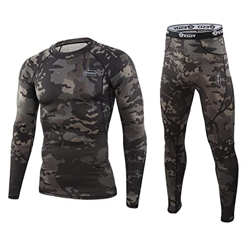 Ensembles Thermiques Homme,Ensemble De sous-Vêtements Thermiques Homme, Sport Base Layer Maillot Manches Longues (Le Noir,3XL) Cover