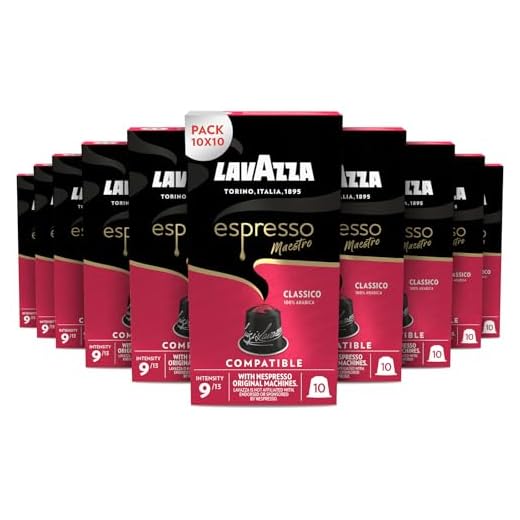 Lavazza, Espresso Maestro Classico, 100 Cápsulas de Café Compatibles con las Máquinas Nespresso* Original, con Notas Aromáticas de Cereales y Galletas, 100% Arábica, Intensidad 9, Tueste Medio-Oscuro