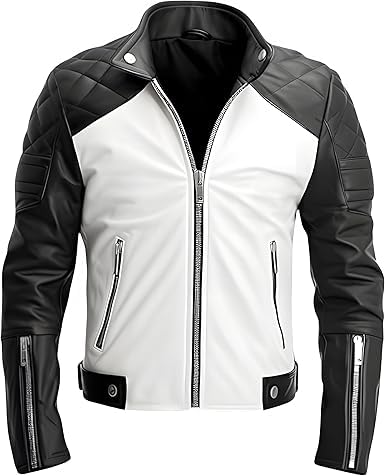 Veste de motard en cuir ajustée avec épaules matelassées au style urbain