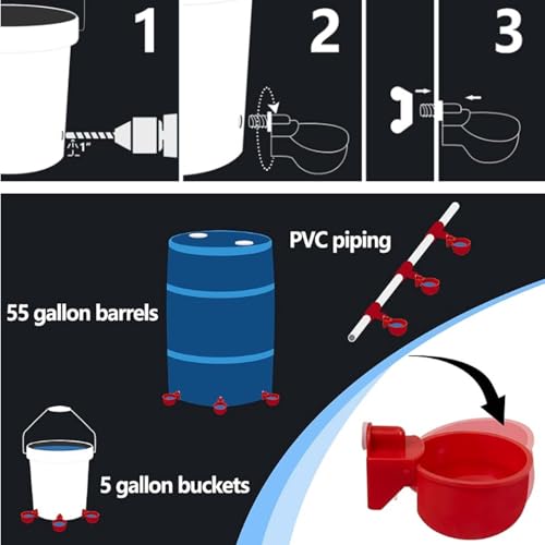 Image of Poultry Feeder and Drinker, Chicken Feeder and Drinker, Auto Refill Water System, 8-Piece Set, Durable Poultry Farm Equipment for Chicken and Duck (Birds Water Feeder)