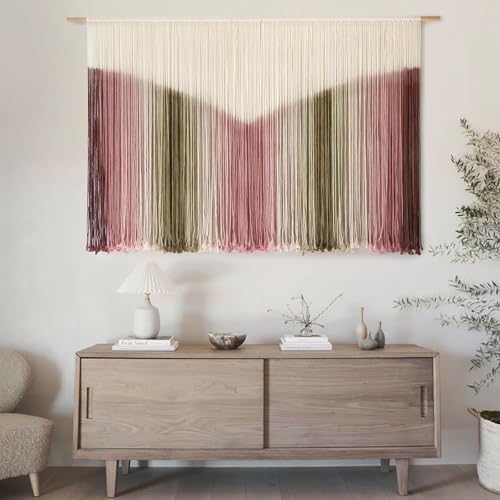 Image of IOWER Large Macrame Wall Hanging Boho Wall Decor Large Scale Tie-Dye Yarn Living Home Room Boho Wall Decor for Bedroom Home Wall Art 57 inch W x 35 inch L