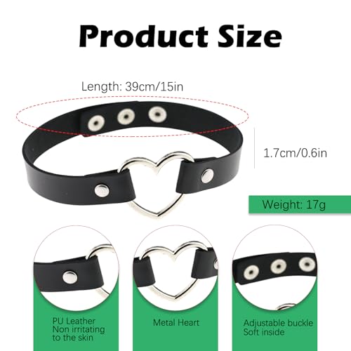 Nanafast Heart Choker Necklace for Women Adjustable PU Leather Punk Necklace Gothic Black Choker Collar Necklace Jewelry for Party Cosplay Decorations2