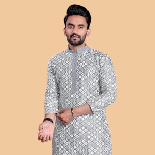 Image of Men's Silk Blend Solid Straight Kurta