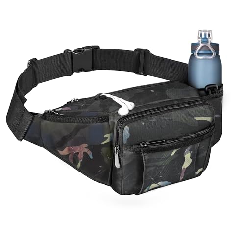 NOOLA Fanny Pack Waist Bag for Men Women, Lightweight Waist Pack with Water Bottle Holder, Adjustable Belt Bag with Multi-Pockets for Hiking, Dog Walking, Outdoor, Cycling, Running, Travel, Floral