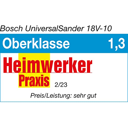 Bosch Akku-Schleifer UniversalSander 18V-10 (ohne Akku; 18 Volt System; für die DIY-Holzbearbeitung; 32x Schleifpapier; im Karton) – Amazon Edition