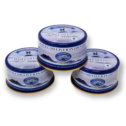 Pisces Distribution Pisces Icelandic Wild Cod Liver in Own Oil 6.7oz/190g Natural Source of Omega-3 Fatty Acid (Pack of 3) 20,1 Ounce (Pack of 3)