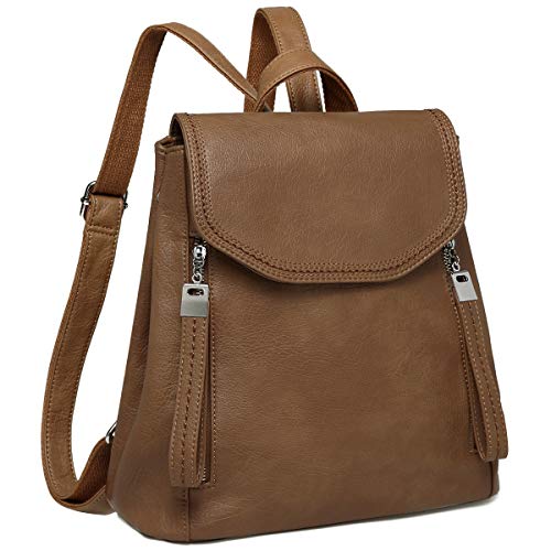 Kasgo Bolso Mochila Mujer  Impermeable Piel PU Casual Mochilas Elegante Solapa para Señoras