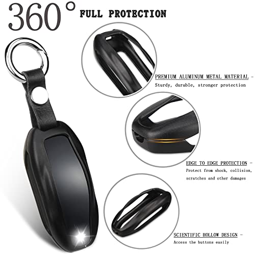 QBUC for Tesla Key Fob Cover with Keychain Compatible with Tesla Model S/3/Y Keyless Protection Case Smart Remote Accessory (Black) - Image 5