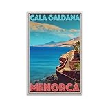 LZTEN Póster de viaje de estilo retro vintage o lienzo – Cala Galdana Beach Menorca Wall Art Art Deco lienzo para pared