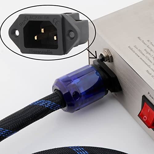 Monosaudio Pure Copper Ac Power Socket 250V 10A Iec 320 C14 Panel Mount Plug Adapter Power Connector Socket Screw Mount 3 Pins Inlet Male Power Plug Socket For 12Awg Cable Diameter(Black) #TOP2