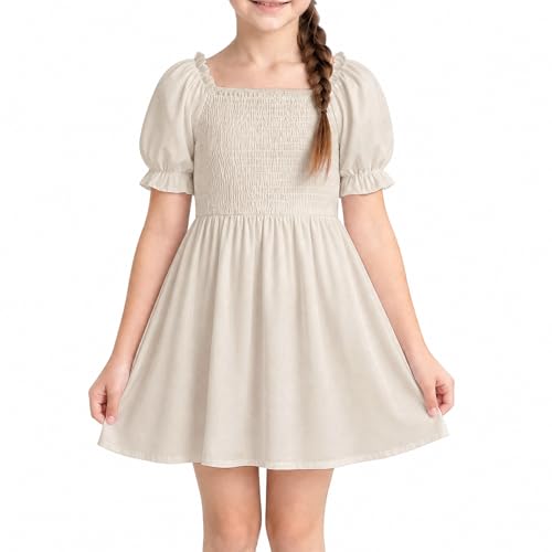 Vestido infantil acampanado de manga abombada para comunión y eventos de verano