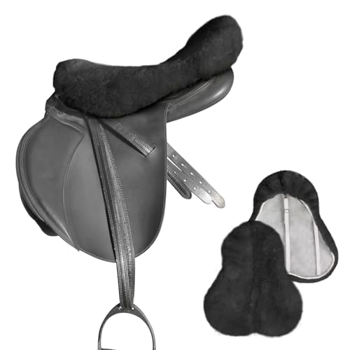 Image of Harrison Howard Plush Sheepskin Saddle Cover for English Saddles Seat Saver Ultimate Riding Comfort for Rider & Protection for Saddle Universal Size