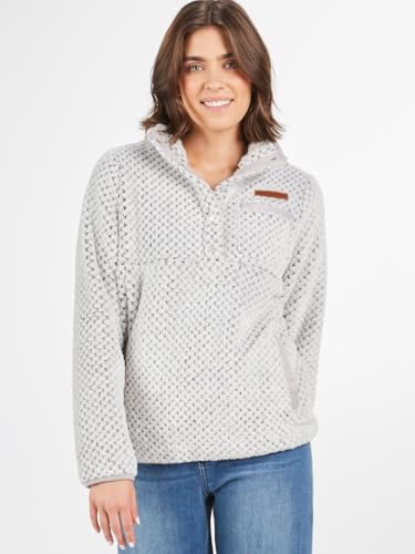 Simply Southern Simply Soft Pullover, Quarter Button Snap Closure, Quilted Fleece, Frost Gray2