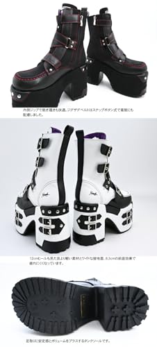 ヨースケ YOSUKE ] 厚底ブーツ レディース ベルト&スタッズデザイン