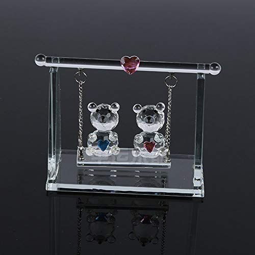 Lucky House Cristal Couple Ours Figurines en Verre Animal Ours Décoration Ornement pour Voiture M. Ours et Mme Ours Saint Valentin Cadeaux pour Les Amoureux (Ours)
