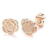 VOJO Rose Flower G23 Titanium Stud Earrings Hypoallergenic Post Pierced Cartilage Lobe Earring Studs
