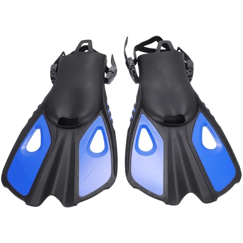 BIUDECO Aletas de Buceo para Adultos Ajustables de Silicona para Entrenamiento de Natación y Snorkel Protección Antideslizante y Confort para Piscina y Mar de Negro y Azul