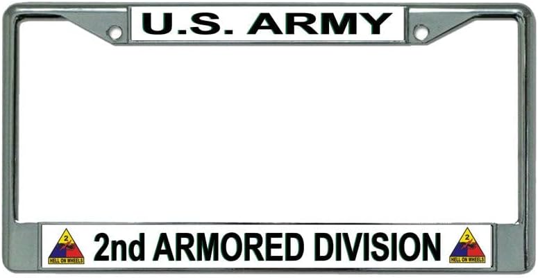 U.S. Army 2nd Armored Division Chrome License Plate Frame
