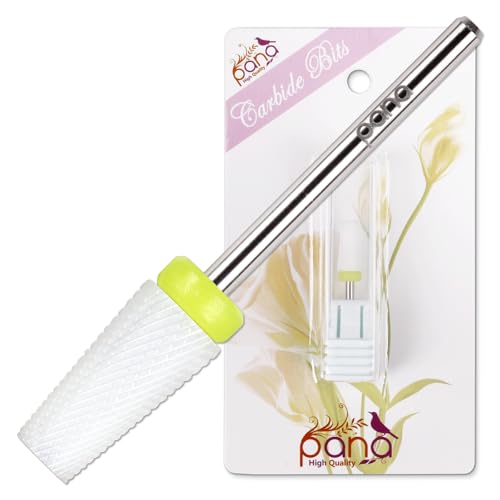 pana Professional USA Ceramic White TAPERED Barrel Bit Nail Drill (Grit: EXTRA FINE - XF) 3/32Inch Shank Size
