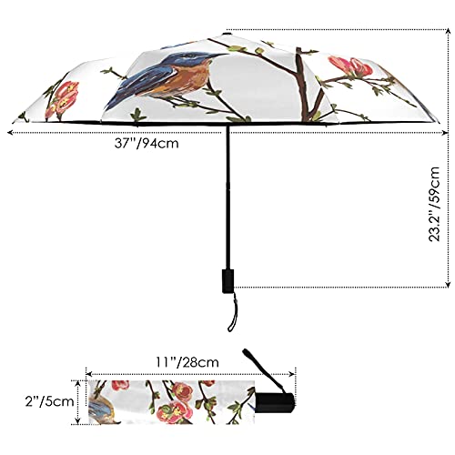 Parapluie pliable de qualité supérieure motif oiseau et fleurs rouges