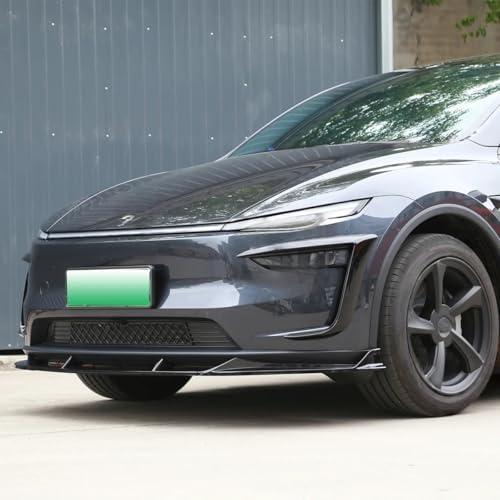 Separador de labios parachoques delantero Tesla 2025 Modelo Y Juniper Alerón Negro Mate 3
