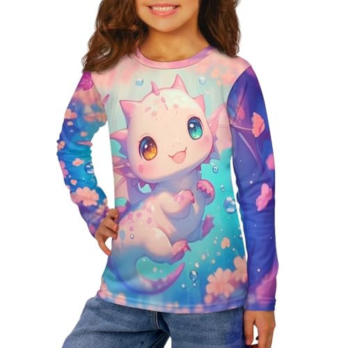 Girls Long Sleeve Shirts Casual Crew Neck Pullover Tops Basic Tunic Blouses 3-16 Years3