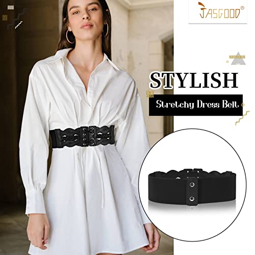 JASGOOD Women Wide Elastic Dress Belt Fashion Stretchy Waist Belt3