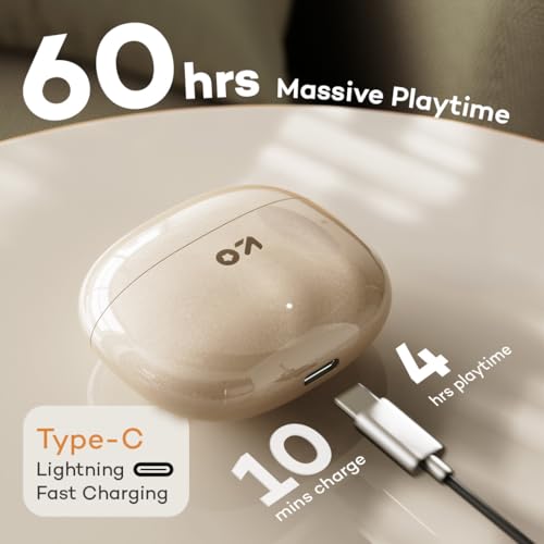 Image of GOBOULT W60 with 60H Playtime, Zen Quad Mic ENC, 50ms Xtreme Low Latency, Made in India, Type-C Fast Charging, 13mm Driver, IPX5 Combat Gaming Mode,TWS Ear Buds Wireless (White)