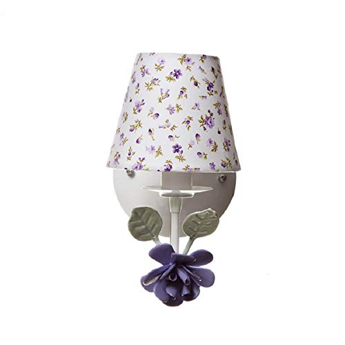 Arandela 1 Lâmpada Flor Grande, Quarto Bebê Infantil Menina, Potinho de Mel, Lilás