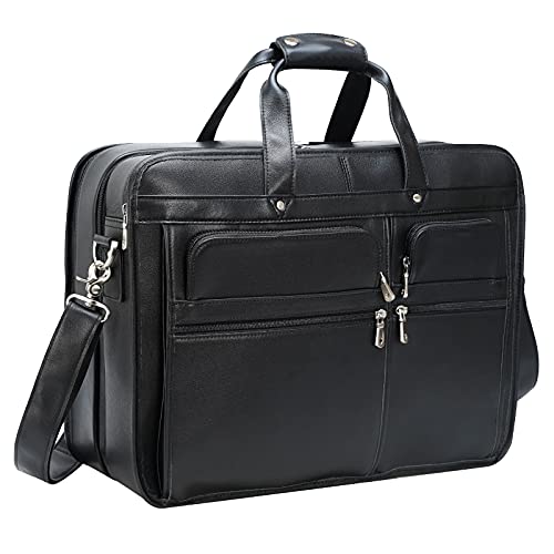 Polare Sacoche en cuir pleine fleur pour ordinateur portable de 17,3" pour homme, Noir (Taille XL), X-Large Cover