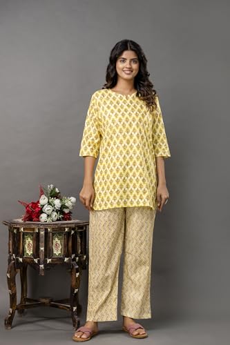 Image of Pure Cotton Printed Night Suits Set for Women | Top and Pyjama Set for Girls