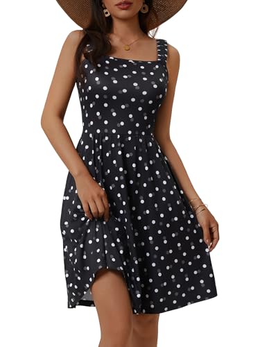 HUHOT Polka Dot Dress for Women Summer Easter Sleeveless Sundresses with Pockets 2026 Church Work Petite 1920S Vintage Retro