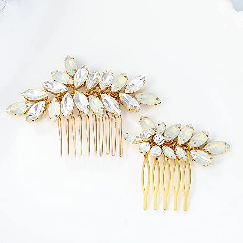 Asooll Pearl Hair Combs Set Gold Opal Bridal Hair Clips Wedding Hair Accessories For Brides #TOP2