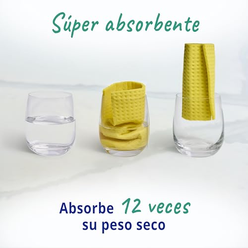 Miniatura 3 de Bayetas absorbentes The Essentials de Spontex | Paños superabsorbentes para fregar y secar | 100% pulpa de madera con certificación PEFC | Paquete de 12 x 4 (48 en total)